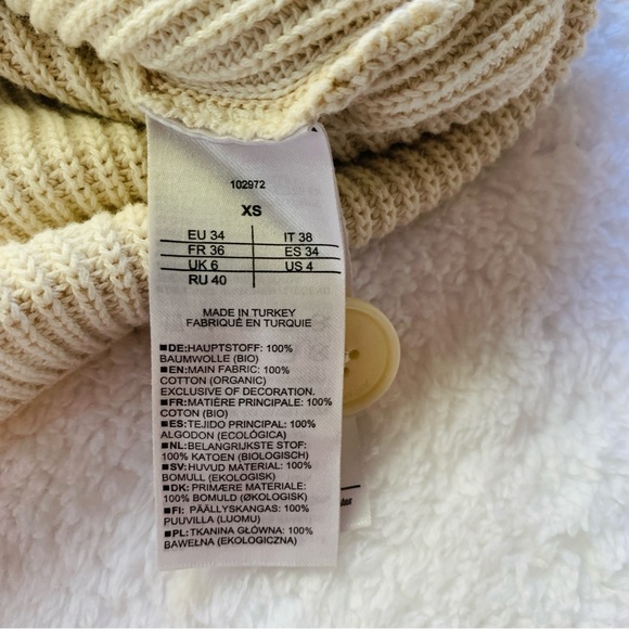 Armedangels Beige Knit 100% Cotton Button Front Cozy Fall Cardigan | Size 4 - Picture 6 of 11